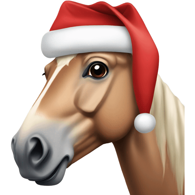 Horse wearing Christmas hat emoji