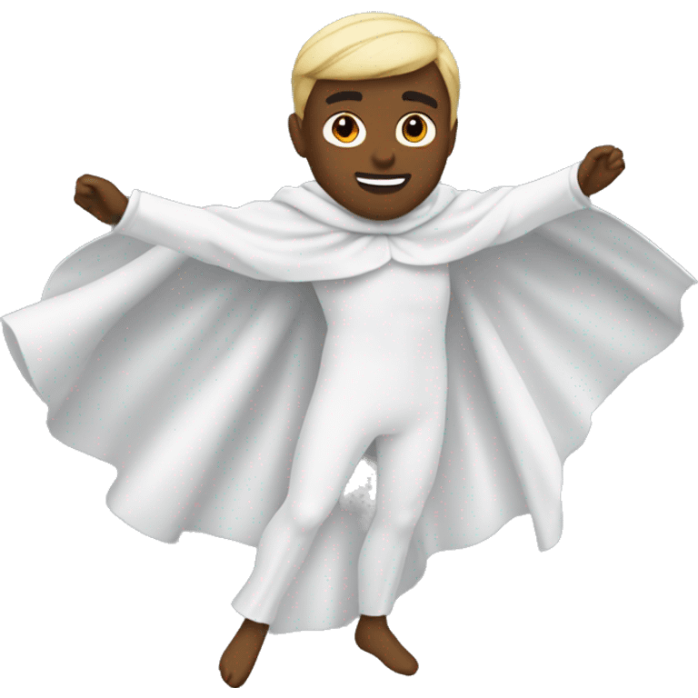 flying white cape without hood emoji