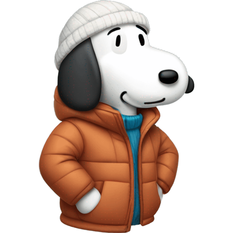 Old cartoon snoopy in a winter jacket  emoji