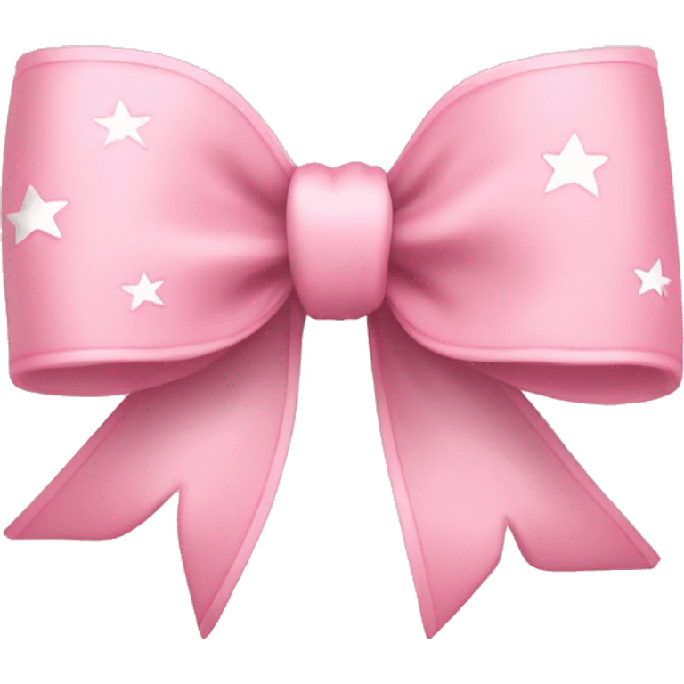 light pink bow with thin ribbon and stars around it emoji