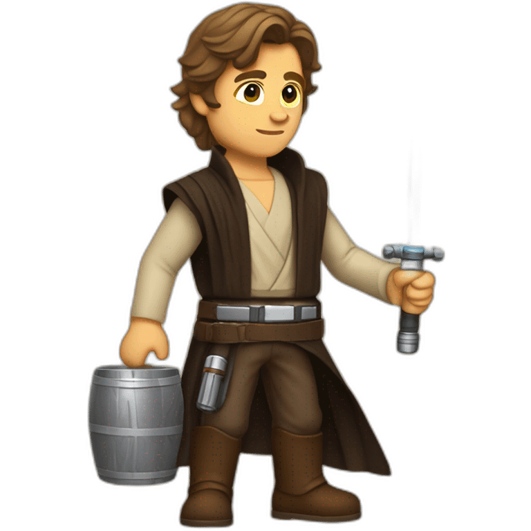 Anakin Skywalker with a lightsaber in his right hand and a whiskey glass in his left hand emoji