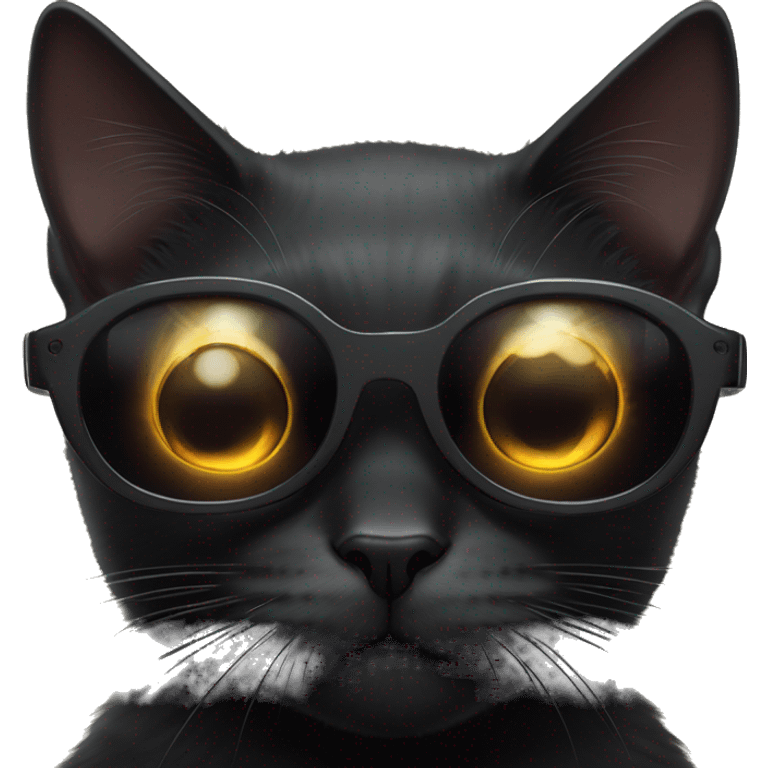 Black cat with cyberpunk sun glasses being adored by a human  emoji