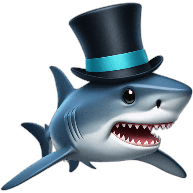 Shark with a top hat emoji