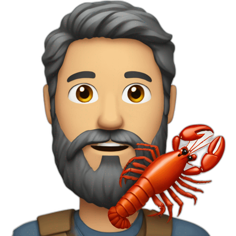 beard man with lobster hand emoji