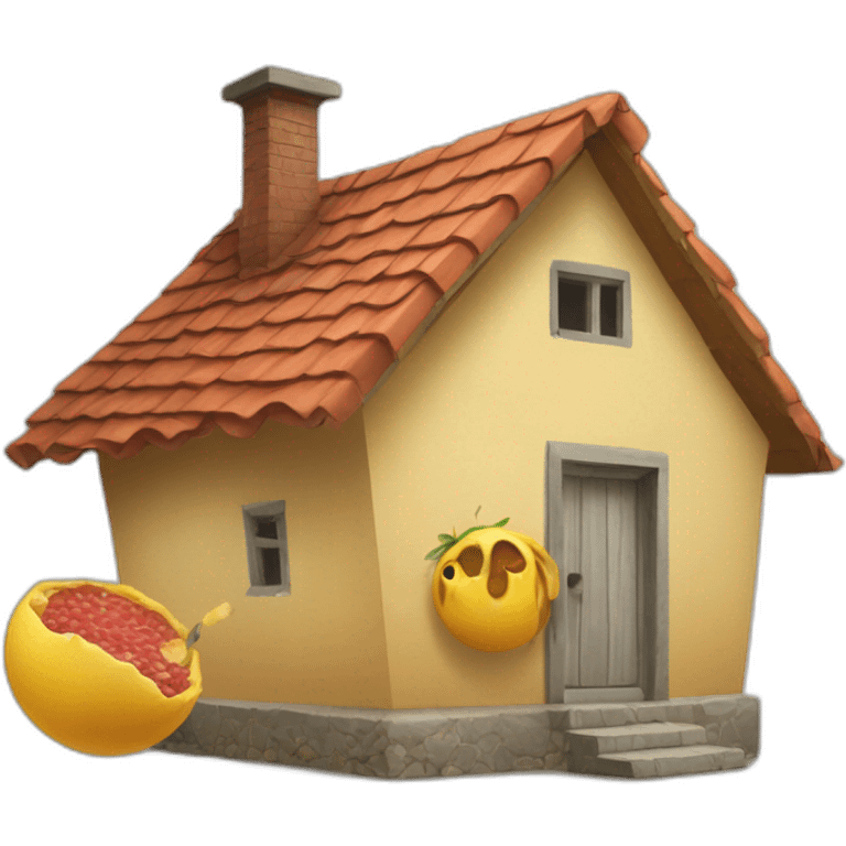 Une mange sur une maison emoji