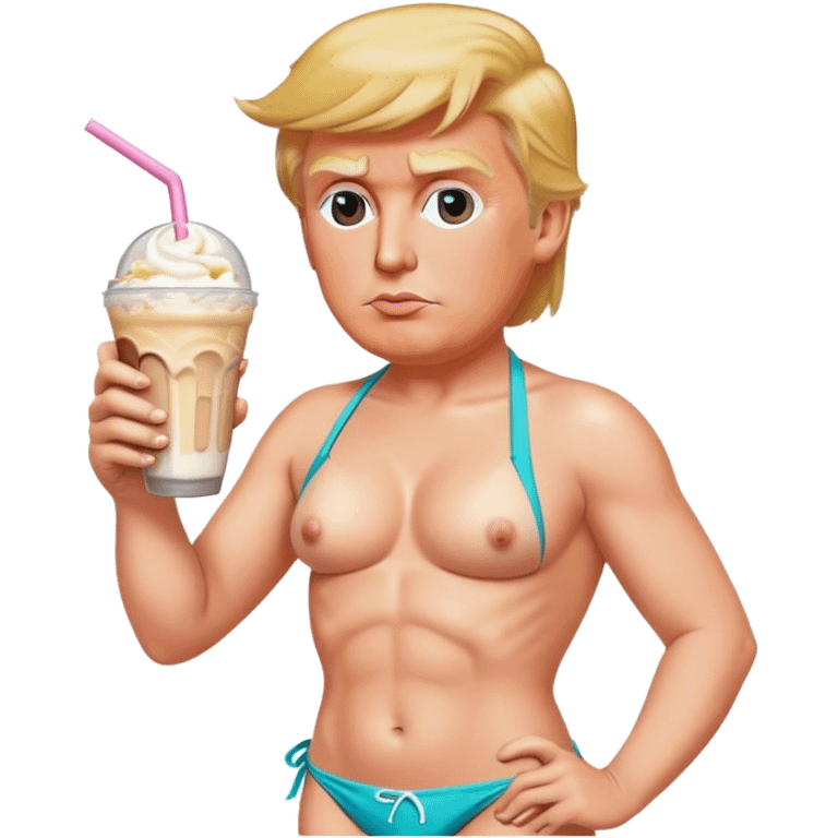 Donald trump wearing a bikini drinking a milkshake emoji