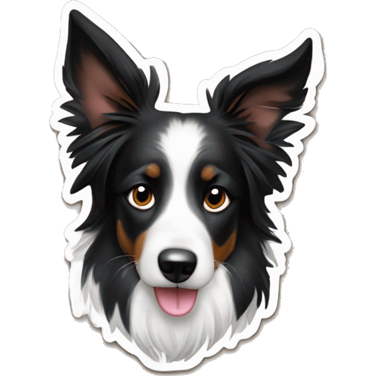 Mein Hund ist ein Mischling aus einem Border Collie und einem Bobtail. Erstelle einen Sticker  emoji