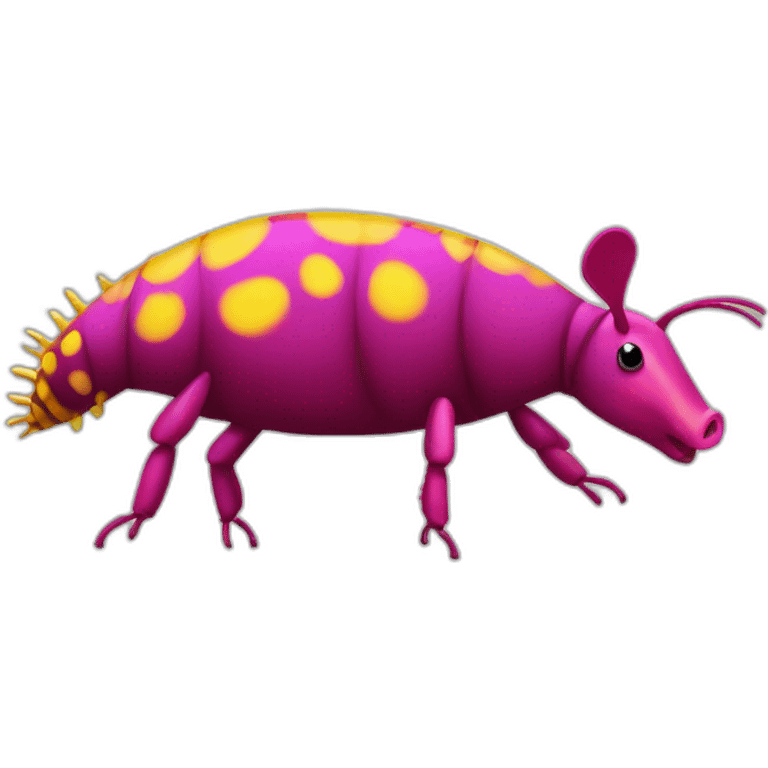 Magenta pig armadillo cow centipede insect with yellow and black spots gradient mottled emoji