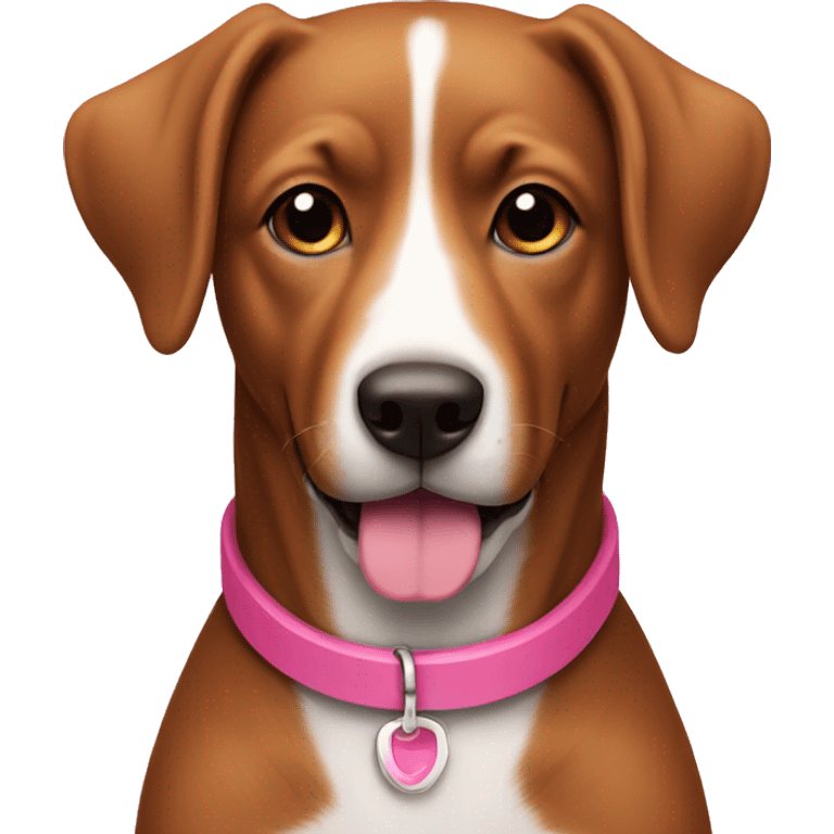 Brown dog with a pink collar emoji