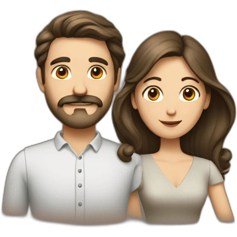 A man with a white mustache and beard and a brunette wife emoji