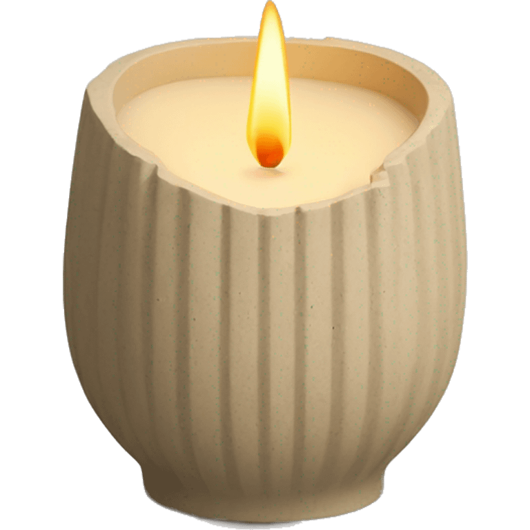 candle in beige concrete ridged vessel emoji