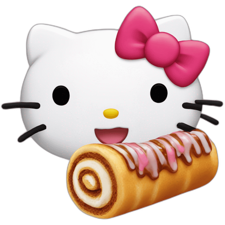 Hello kitty eating cinamon roll emoji