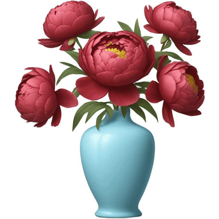 red peonies in light blue vase emoji