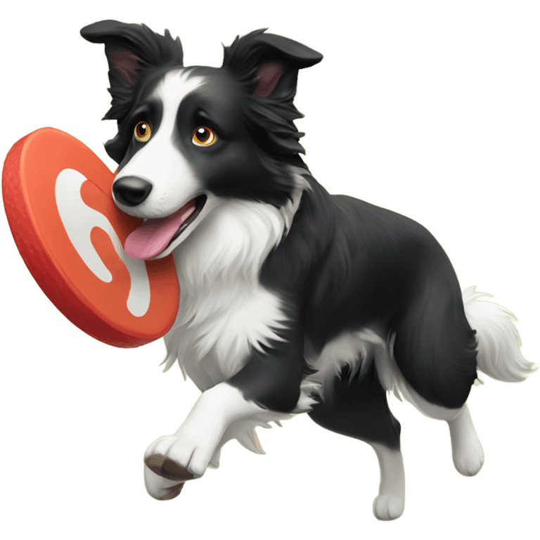 Border collie catching frisbee emoji