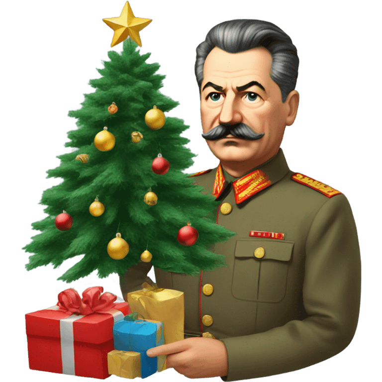 Stalin decorating a Christmas tree emoji