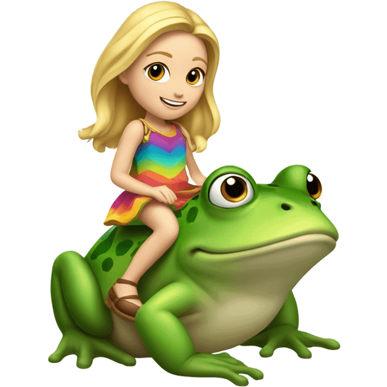 White girl riding a frog emoji