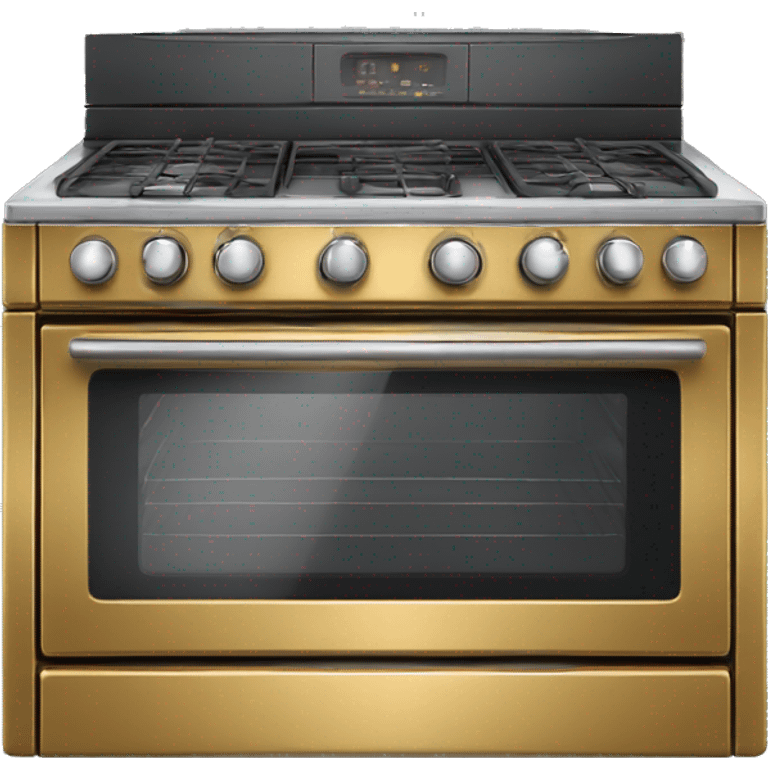 Realistic metallic gold stove top oven. emoji