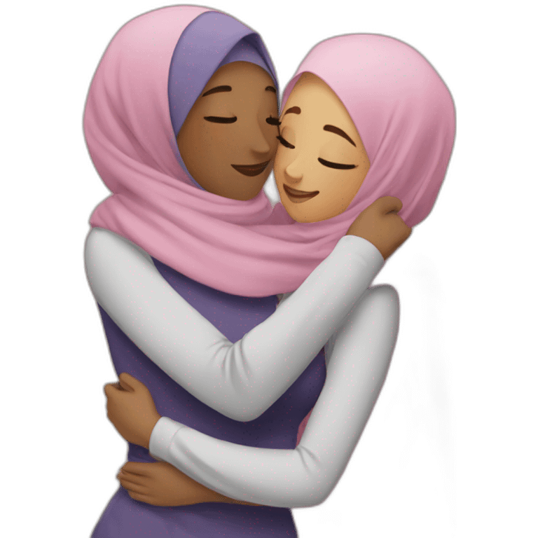 Hijabi hugging hijabi emoji