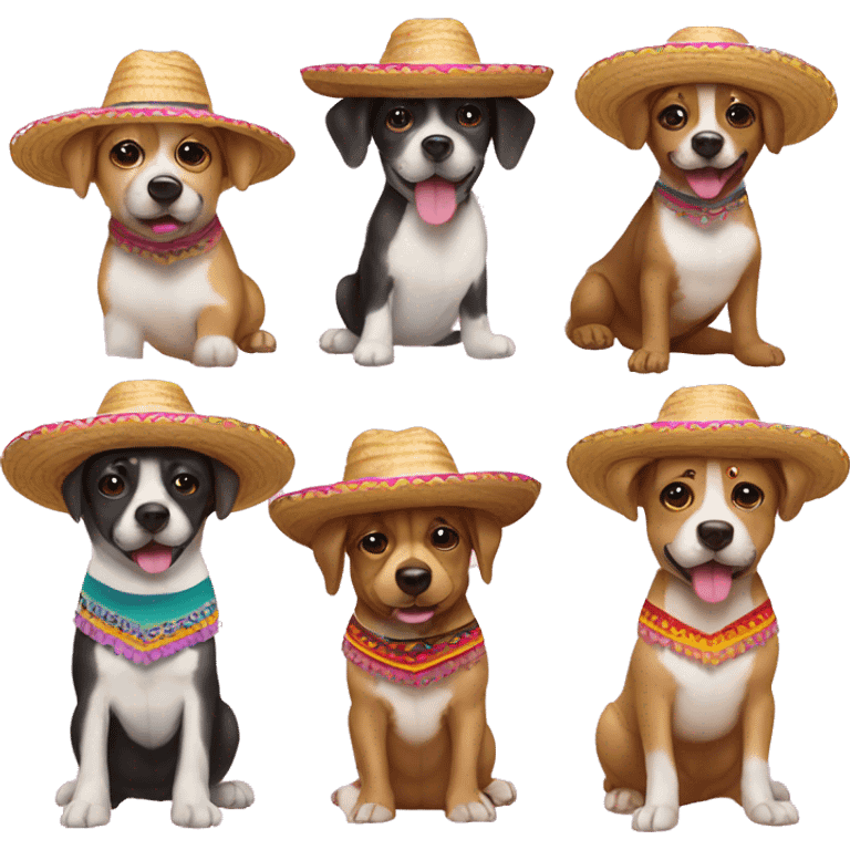 5 Cute dogs with sombreros emoji