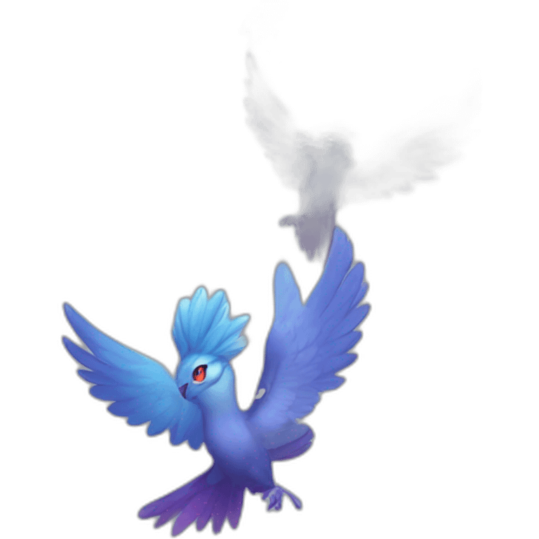 Blue Purple Galarian-Articuno Fire Head Big Eyeys emoji