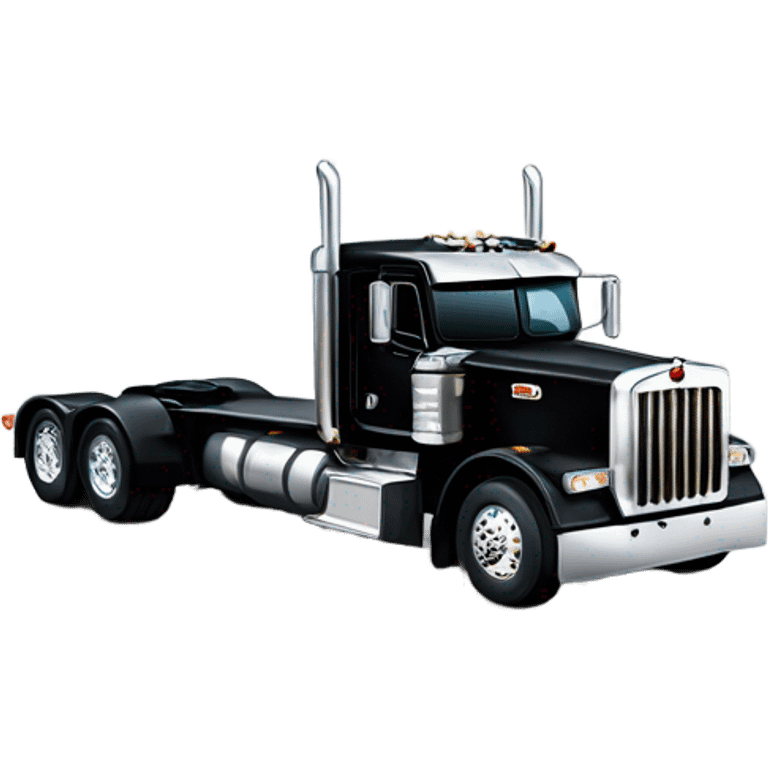 Peterbilt 389 black with flat top and dual rear tires and flat bumper emoji