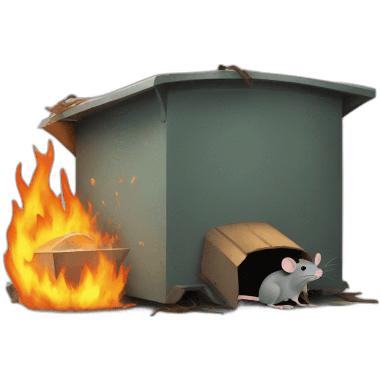 rat inside of dumpster fire emoji