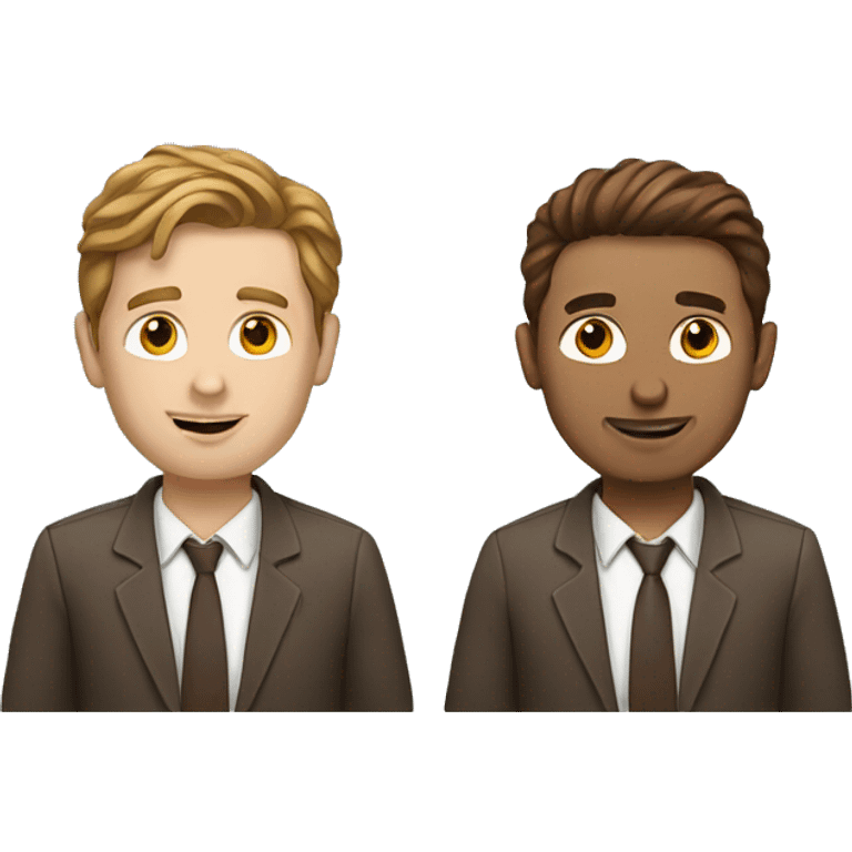 two white guys with brown hair using their laptops emoji