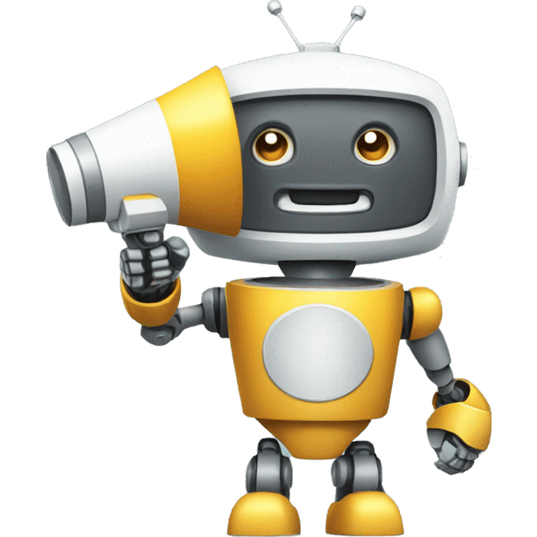 robot holding a megaphone emoji