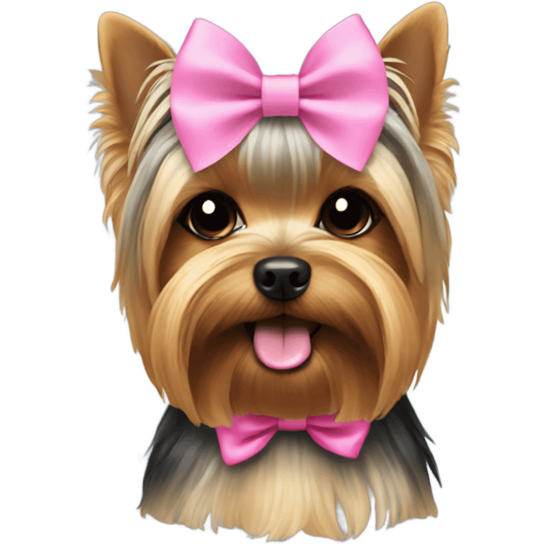 Yorkie with a pink bow emoji