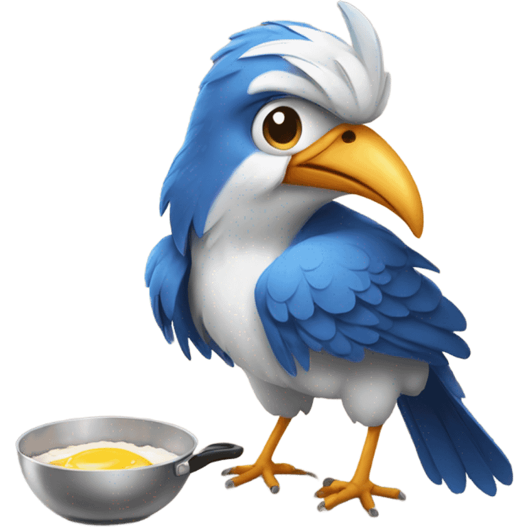 Cacadu bird, cooking breakfast, easting breakfast, happy emoji