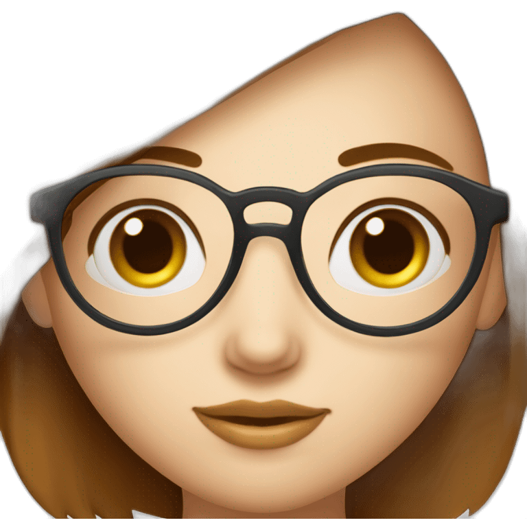 Fille a lunettes cheveux lisses brun mi-court emoji