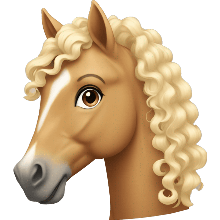 A palomino horse with a tan girl with curly hair  emoji