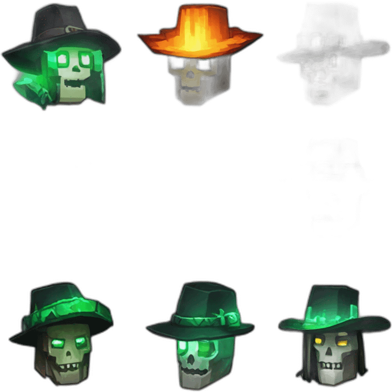 Pixel Minecraft Fedora Halloween Witcher Skeleton Diamond Obsidian Emerald Flame Shiny Glow Reward Legendary Unique Epic Mystery emoji