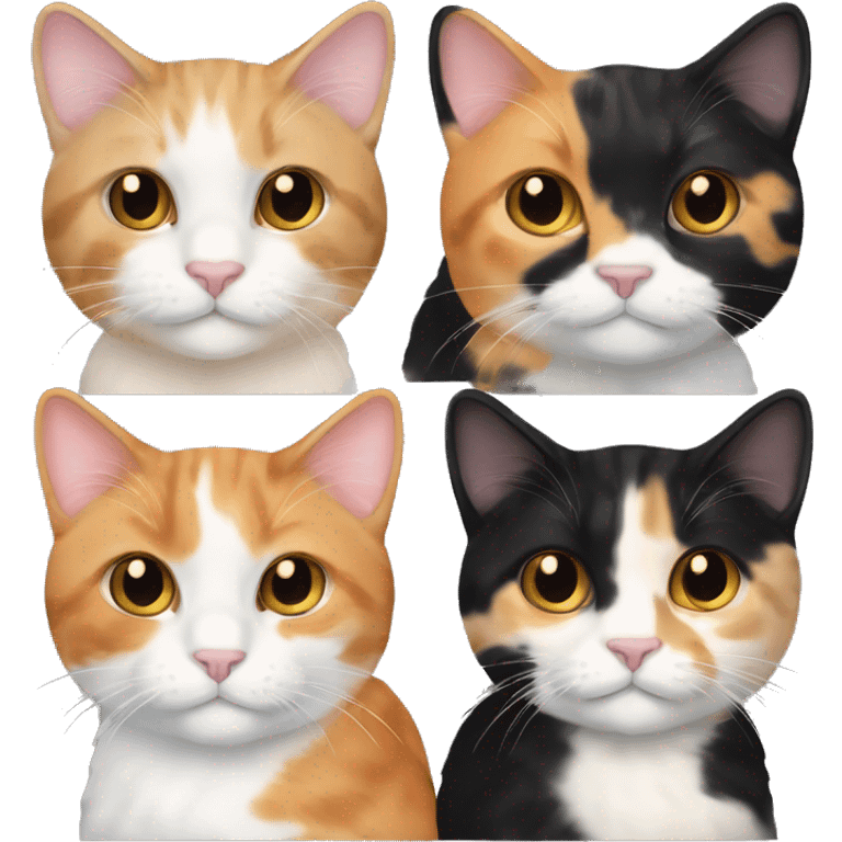 calico cream cat with black calico cat with orange calico cat mixed emoji