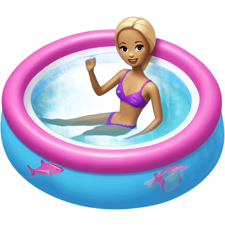 Barbie's swimming in pool .  emoji