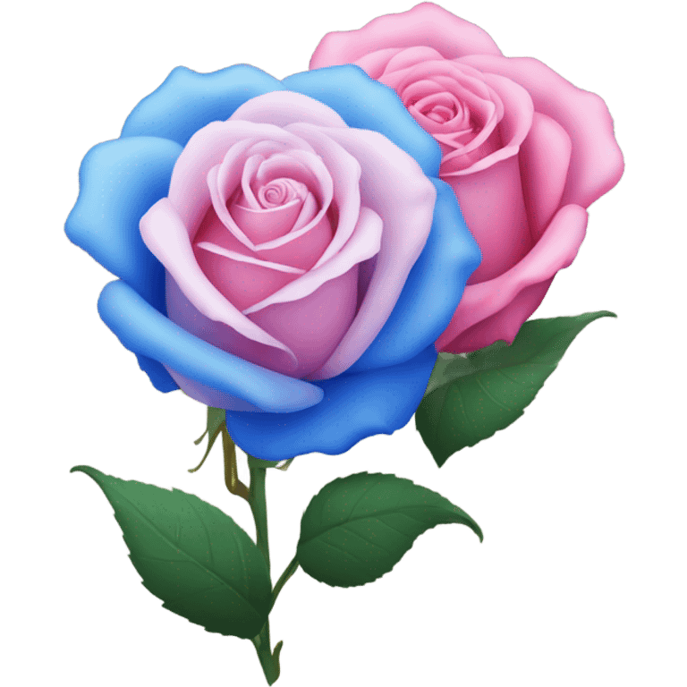 pink rose and blue rose emoji