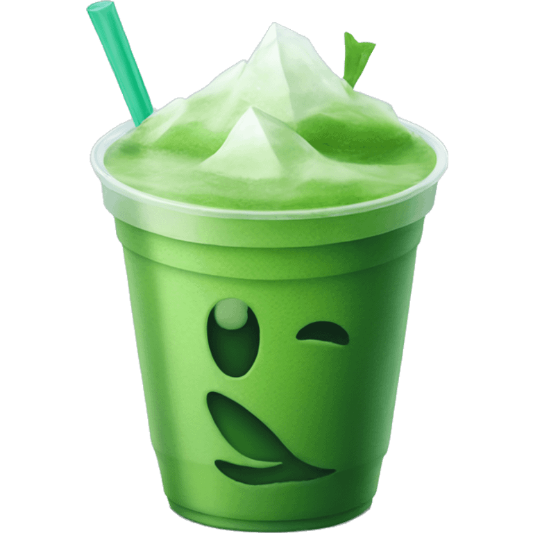 MATCHA IN A PLASTIC CUP WITH ICE emoji