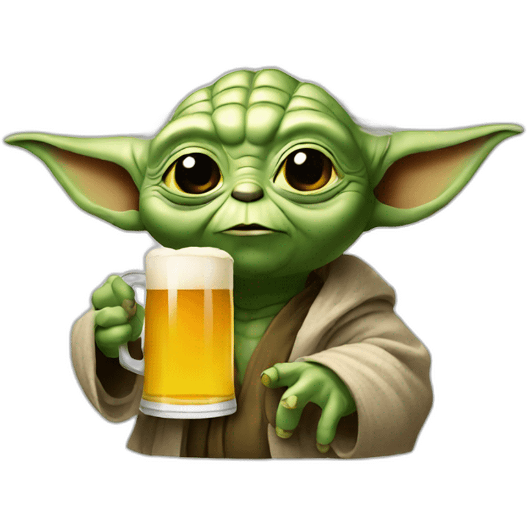 Yoda drinking a beer emoji