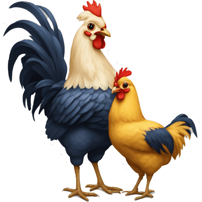 Familia gallo gallina y pollitos  emoji