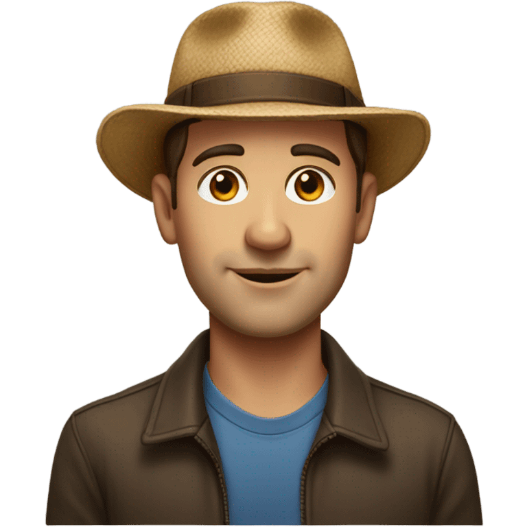 brown haired man portrait with a hat emoji