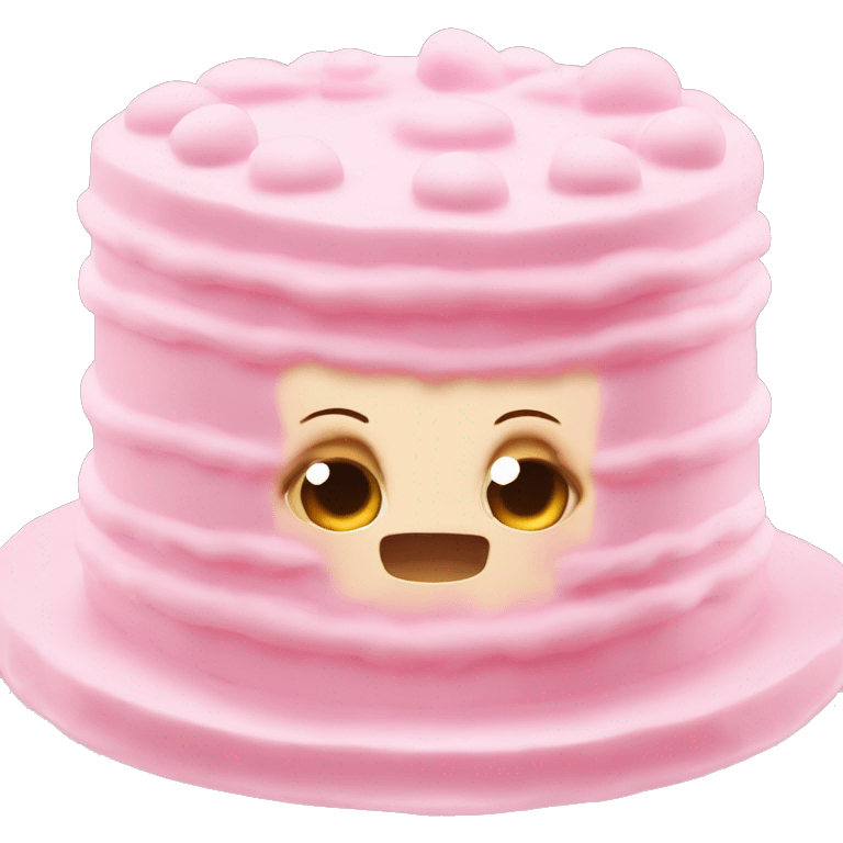 baby pink multitier cake with white frosting emoji