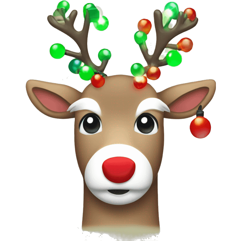 Reindeer with red, green, & white vintage Christmas lights  emoji