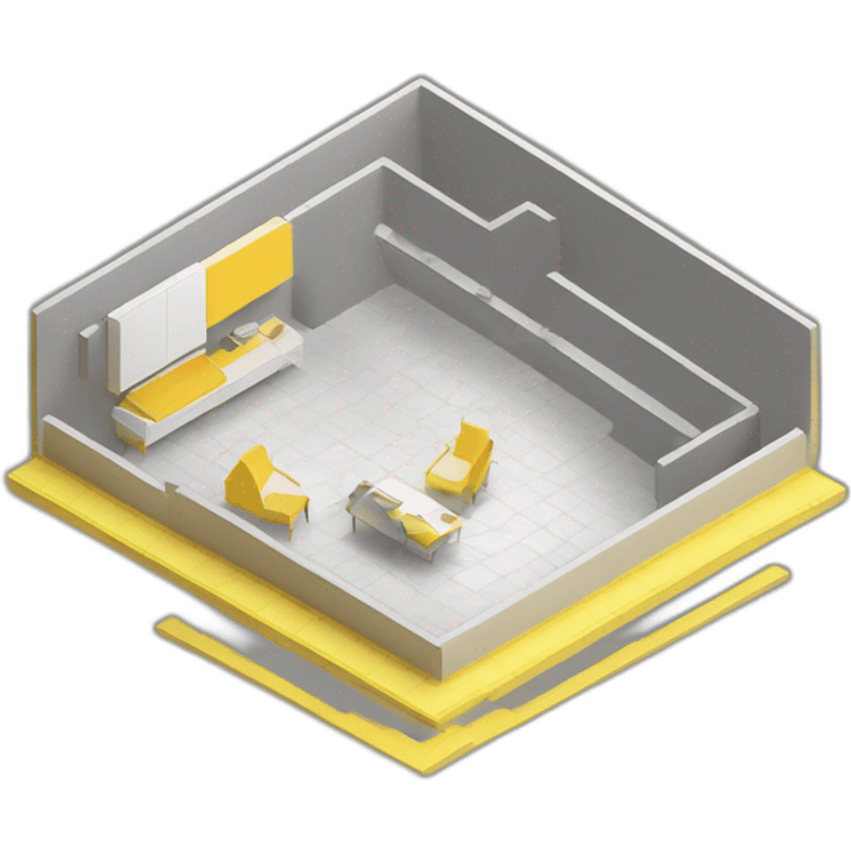 isometric transparent square floor layout lines solid yellow outline border emoji