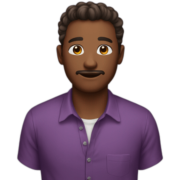 A man whose shirt is purple His face is brown and beautiful  emoji