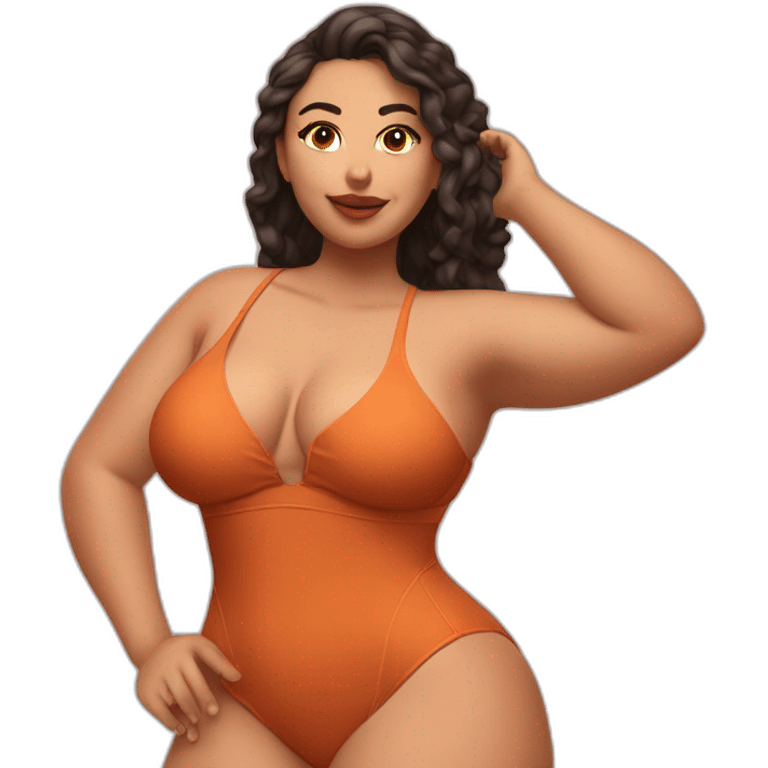 Slim-Thicc caucasian woman swimsuit posing emoji