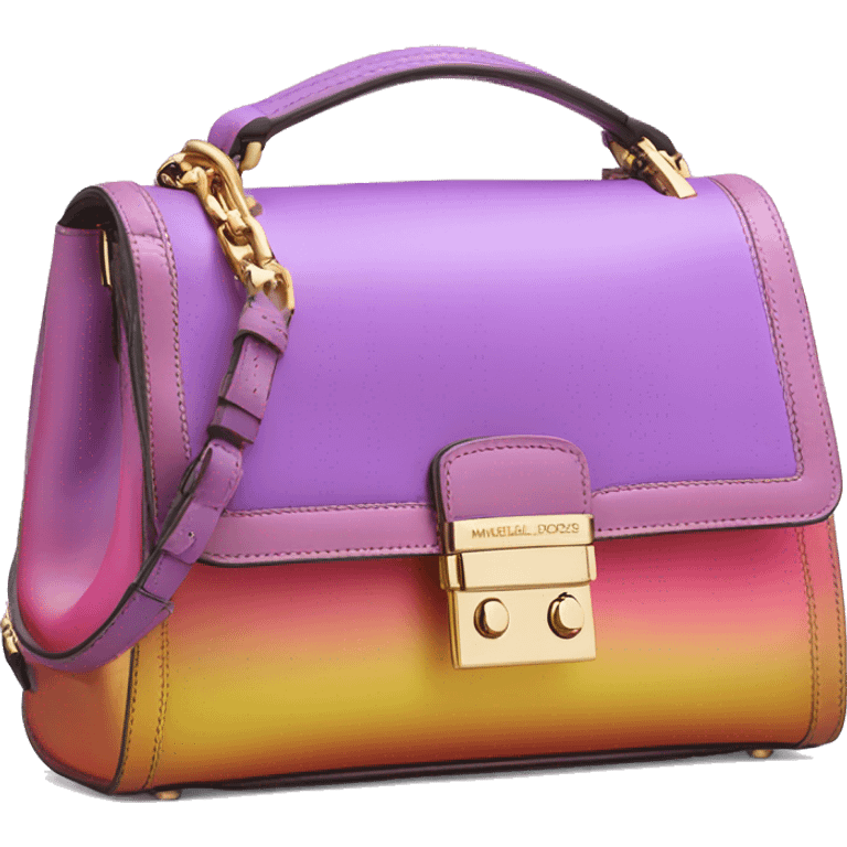 Realistic purple pink and yellow gold ombre metallic michael kors satchel. emoji