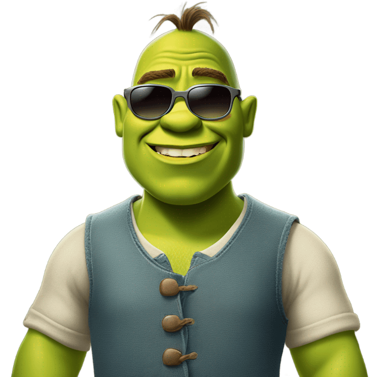 Shrek, wearing sunglasses, smirking emoji emoji