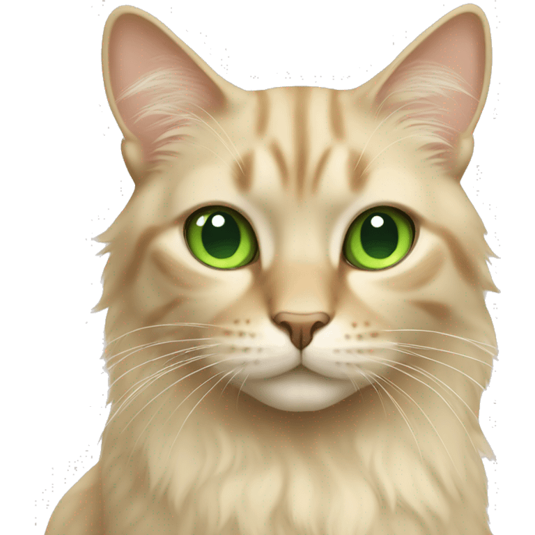 Beige cat with green eyes long hair emoji