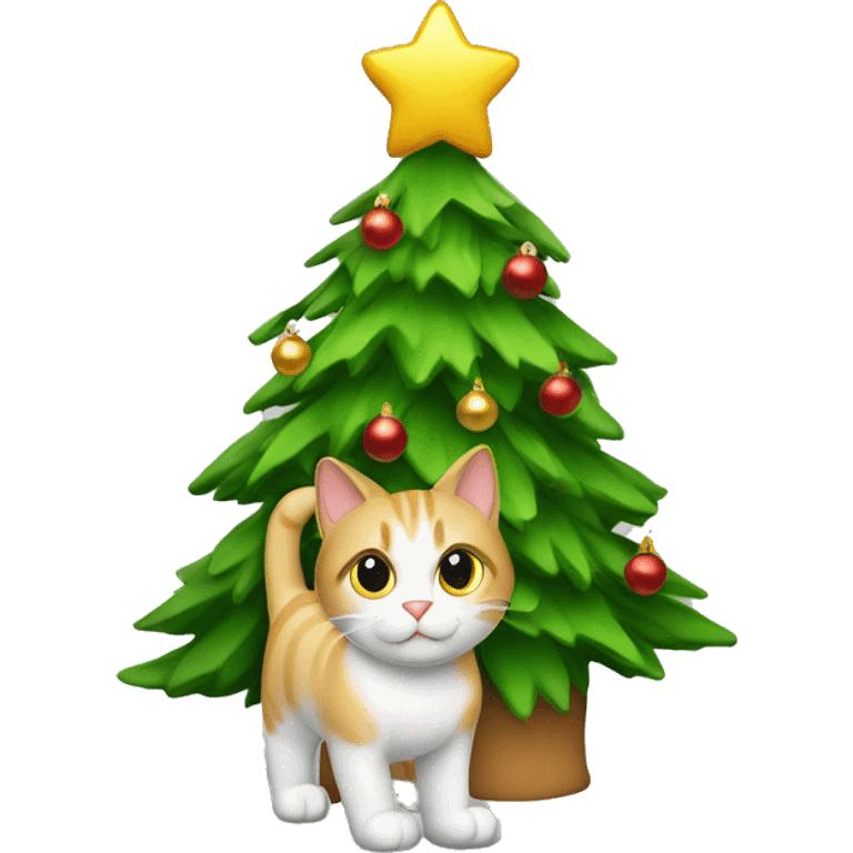 Cat with Christmas’s tree emoji