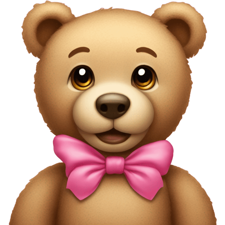 Teddy bear with a cute pink bow emoji